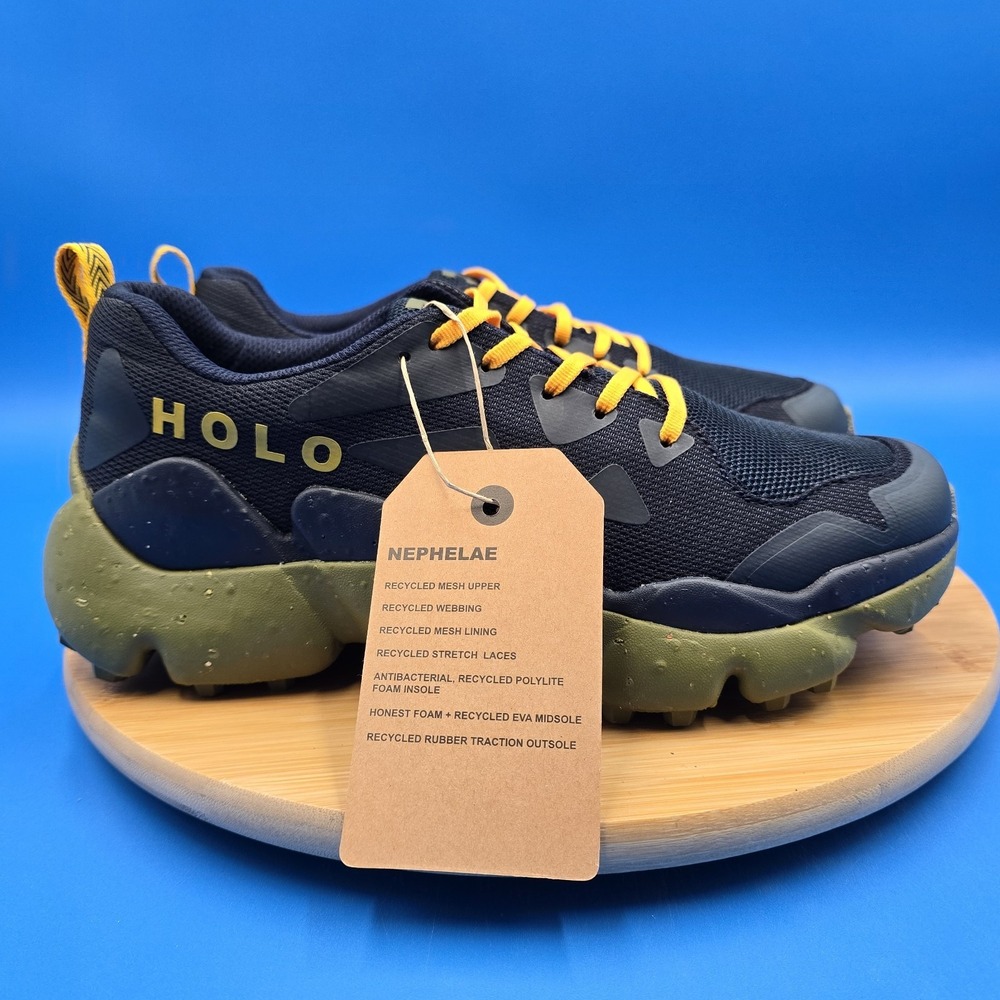 HOLO Footwear Nephelae Men's Trail Running Shoes‎ Size 9.5 Navy Blue Olive Green